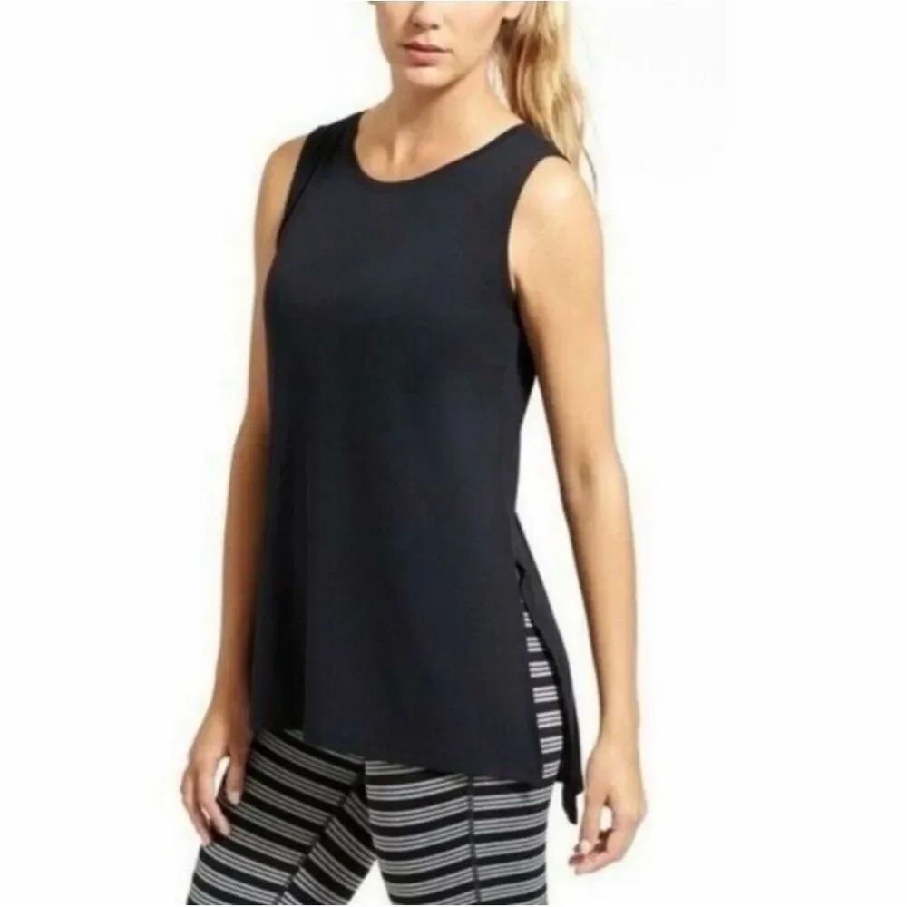 ✨ATHLETA Side Split Black Tank Black Sz Small Top✨